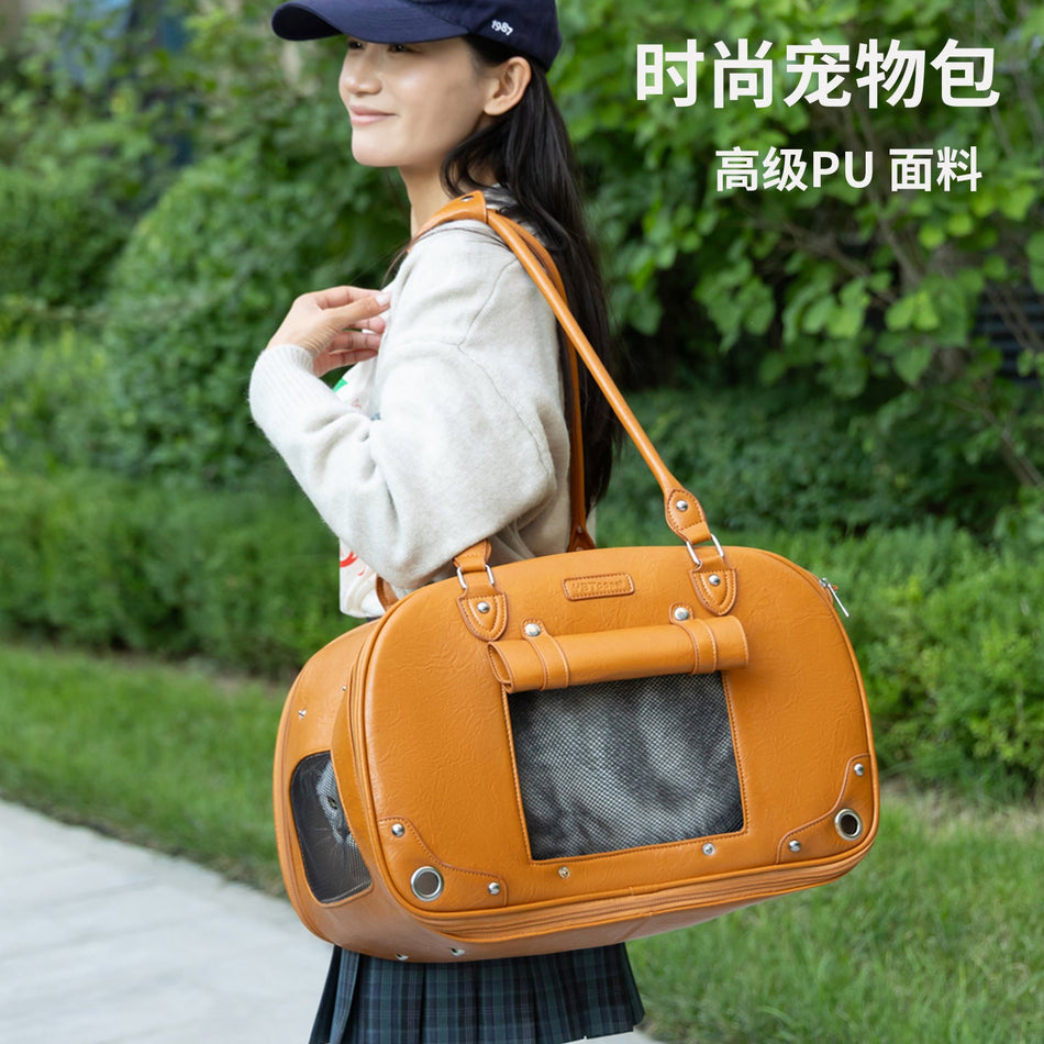Waterproof PU Leather Pet Handbag Carrier for Cats and Dogs