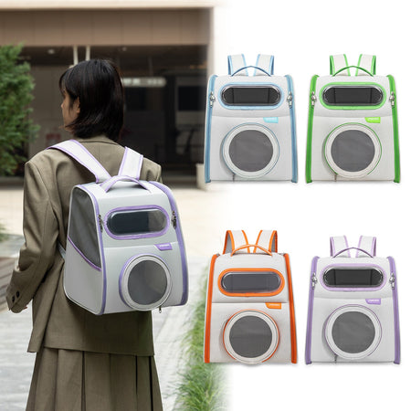 Large Capacity Breathable Pet Backpack Carrier for Cats in blue