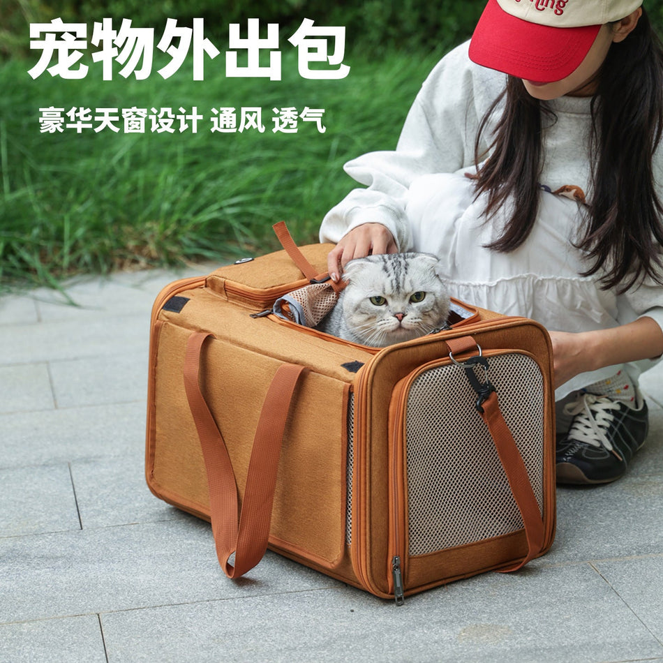 Large Capacity Breathable Foldable Pet Carrier Crossbody Bag