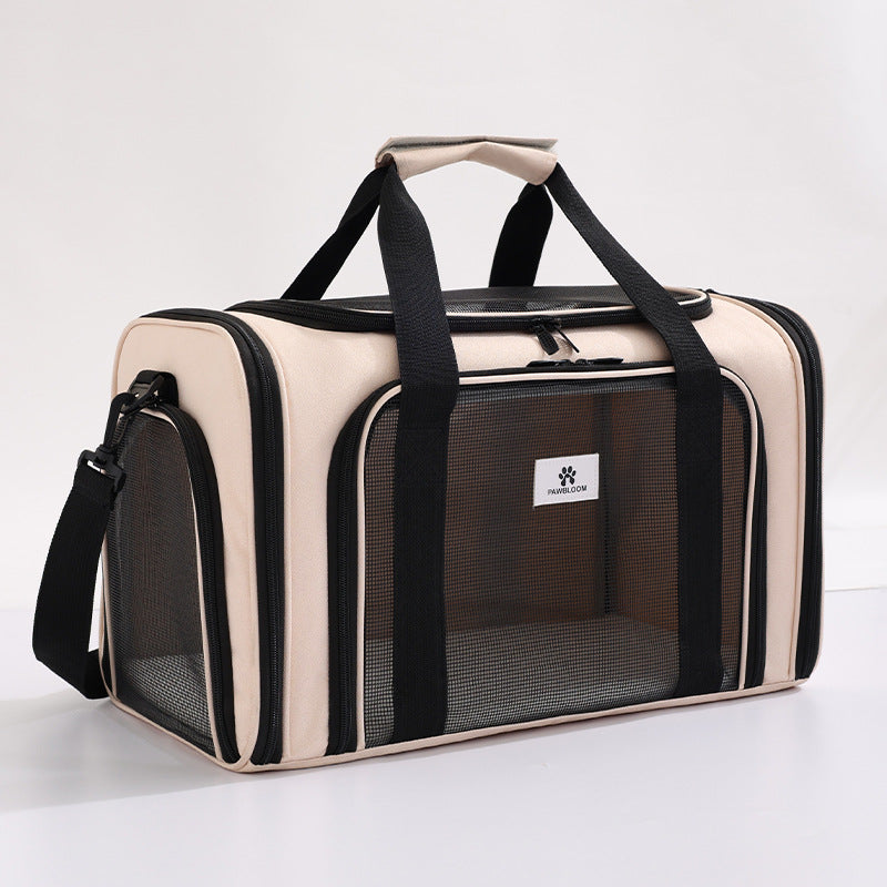 Large Space Breathable Crossbody Pet Carrier Bag for Cats in pink