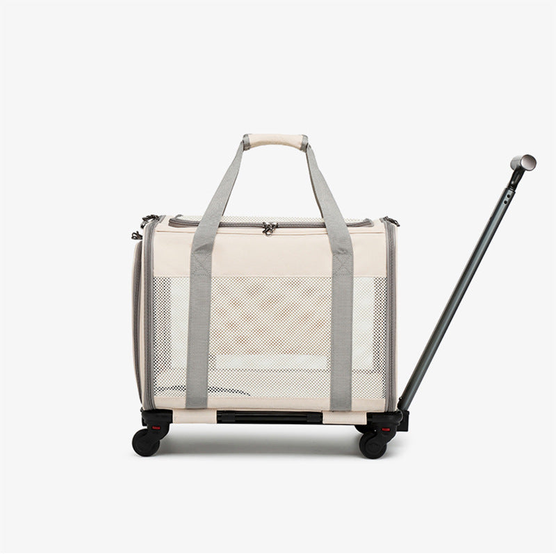 Foldable Large Capacity Pet Trolley Box Shoulder Carrier Bag in black