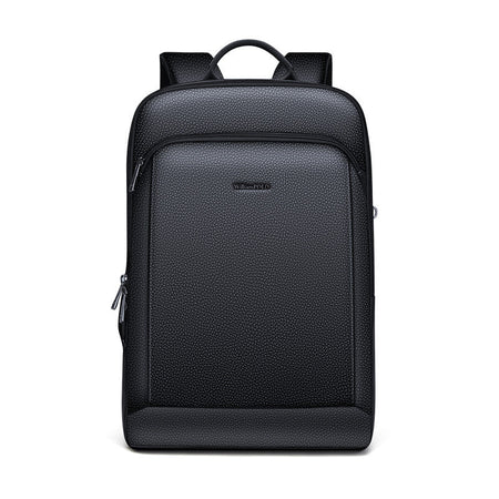 William Polo Men's Genuine Leather Backpack in Black