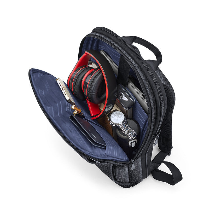 William Polo Men's Genuine Leather Backpack