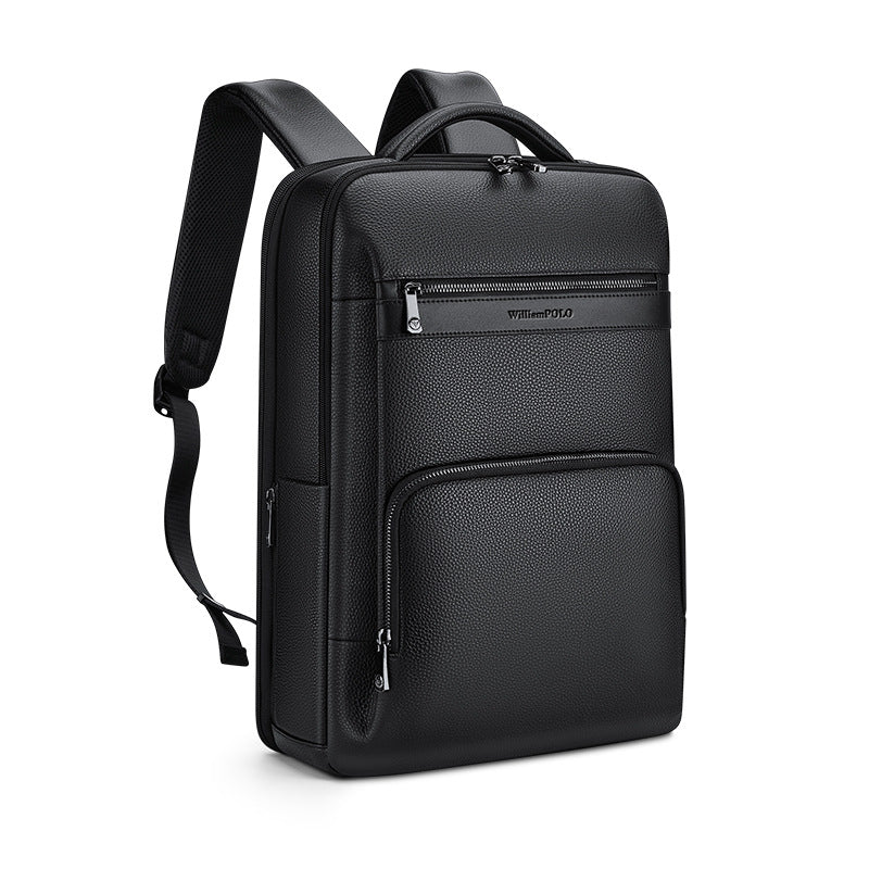 Leather Backpack – Top Grain Cowhide Business Travel Laptop Backpack in Black