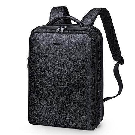 Men's Genuine Leather Backpack – 15.6-Inch Laptop Backpack in Black