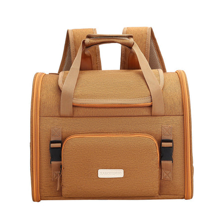 Expandable Large Capacity Breathable Pet Backpack Carrier in brown