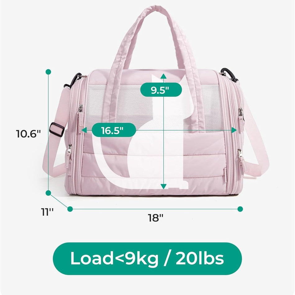 Quilted Soft-Sided Foldable Pet Carrier Crossbody Bag