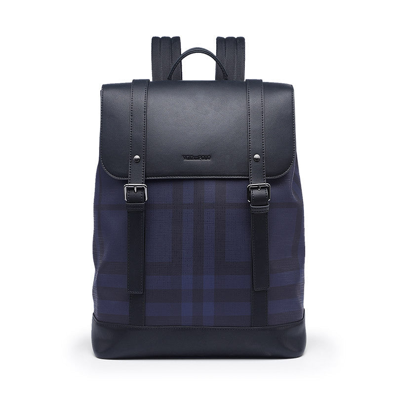 Retro Plaid Business Backpack – 14-Inch Laptop School & Travel Backpack in Black