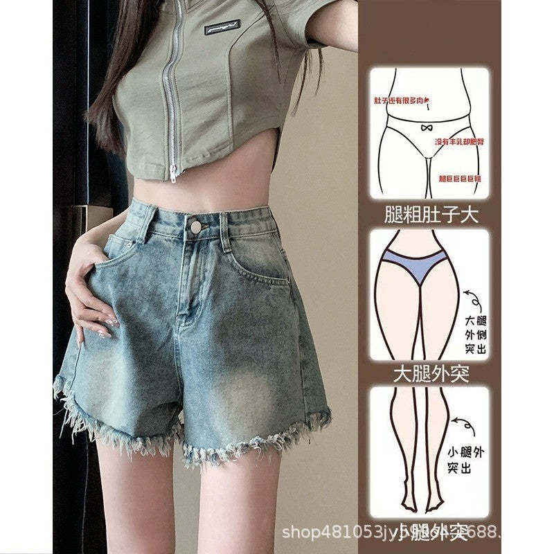 High Waist Wide Leg Denim Shorts for Women A-Line Plus Size
