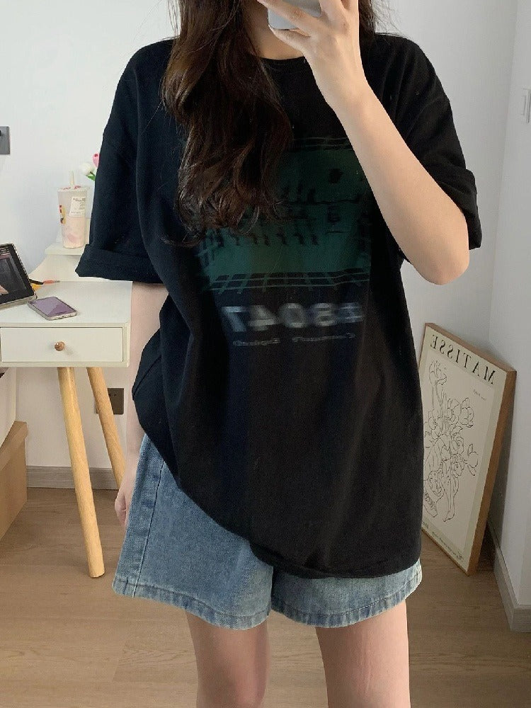 High Waist A-Line Denim Shorts Women Loose Fit Summer