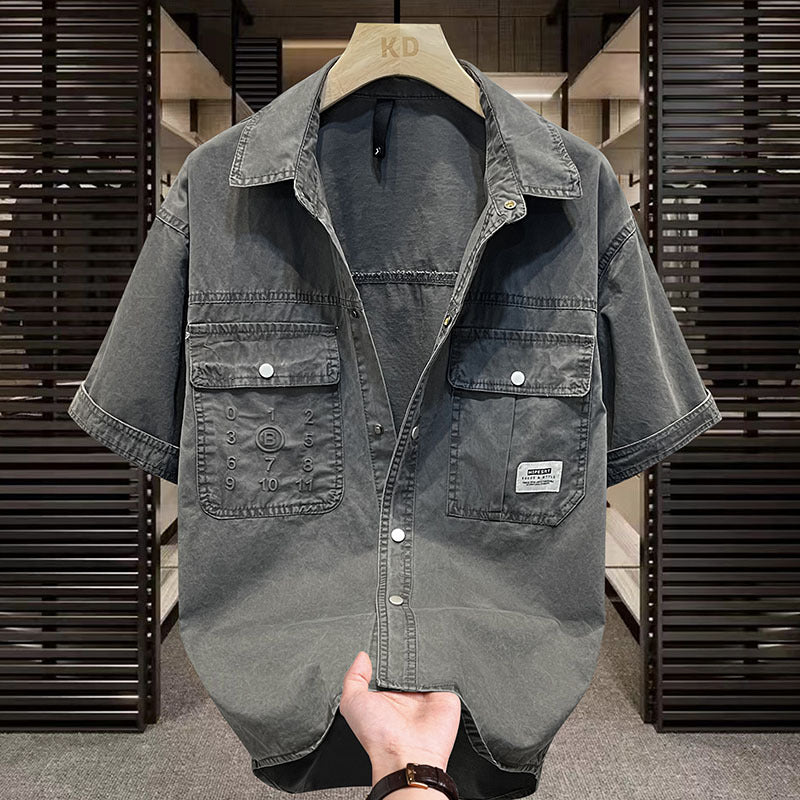 Men's Casual Denim Short Sleeve Shirt – Summer Loose Fit