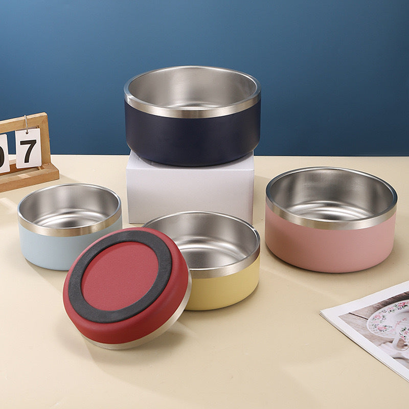 Stainless Steel Dog Bowl with Silicone Non-Slip Base 32oz-64oz in black