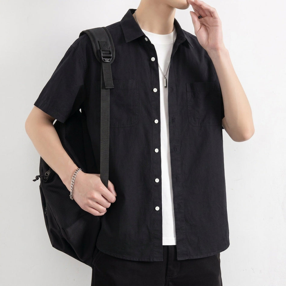 Men's Premium Cotton Short Sleeve Shirt – Loose Fit Shirt