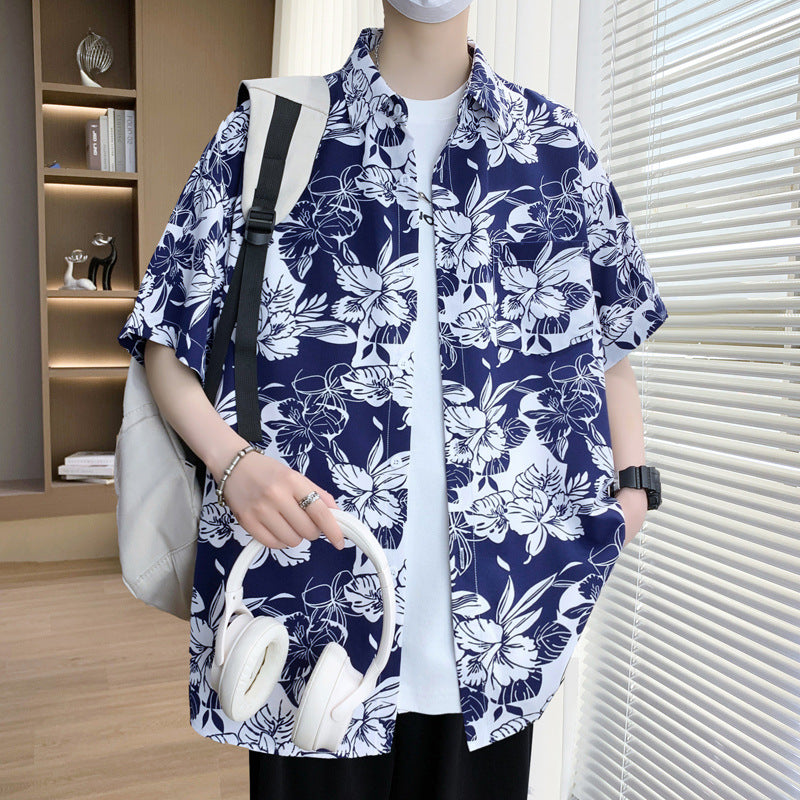 Men's Hawaiian Floral Shirt 2026 – Summer Tropical Shirt in White Green