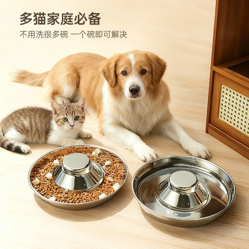 Stainless Steel Slow Feeder Anti-Choke Pet Bowl for Dogs Cats