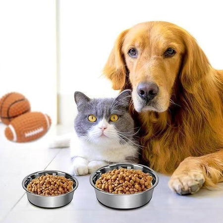 Large Stainless Steel Anti-Spill Pet Bowl for Dogs and Cats in pink, 50kg