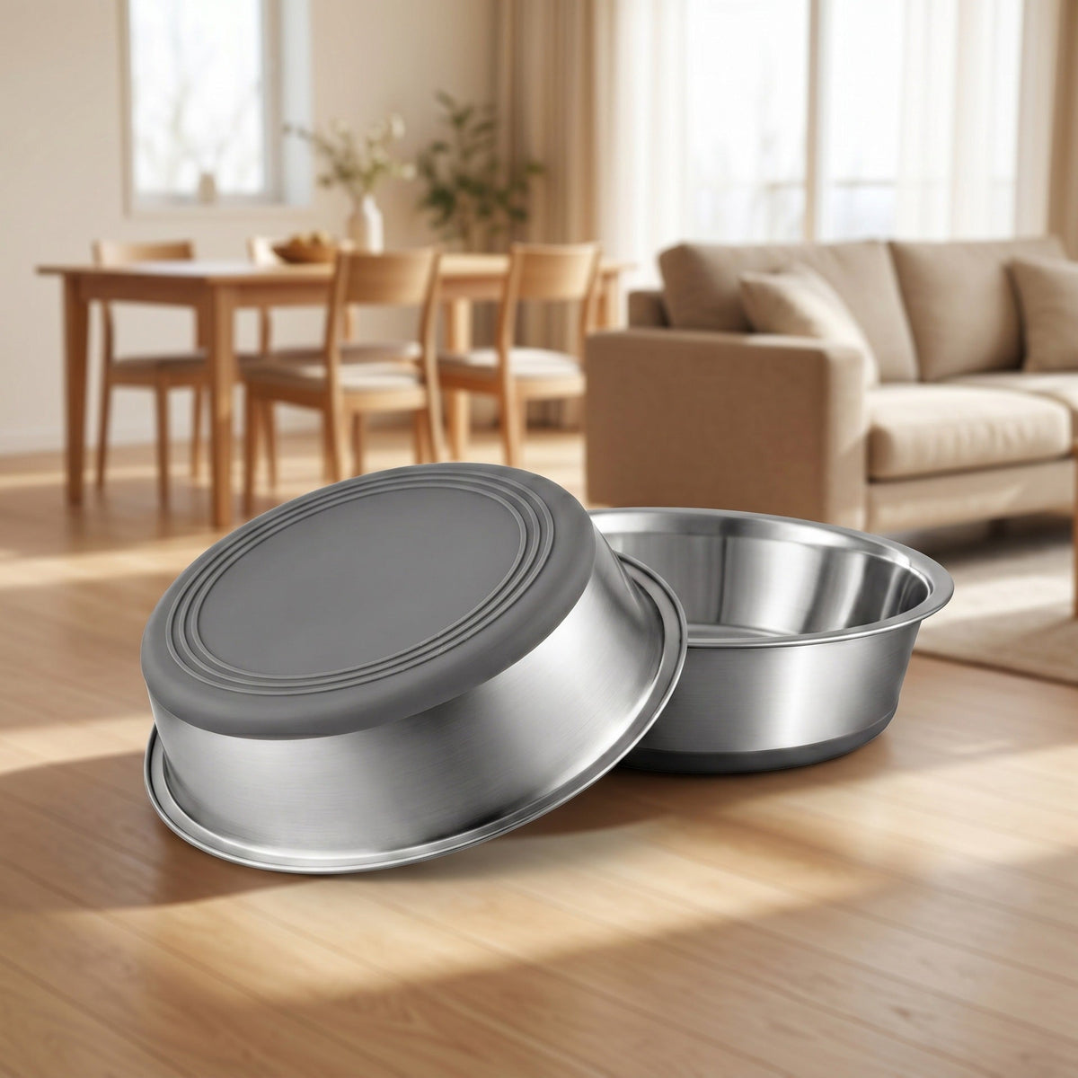 Stainless Steel Non-Slip Silicone Base Pet Bowl for Cats Dogs in black