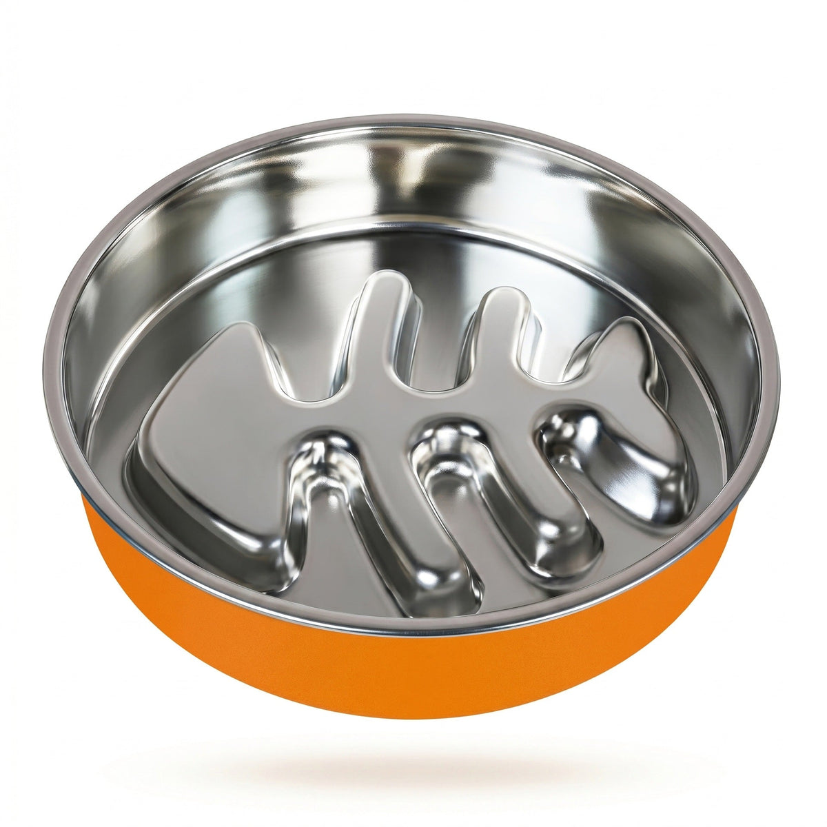 Stainless Steel Anti-Choke Slow Feeder Bowl for Dogs Cats in orange