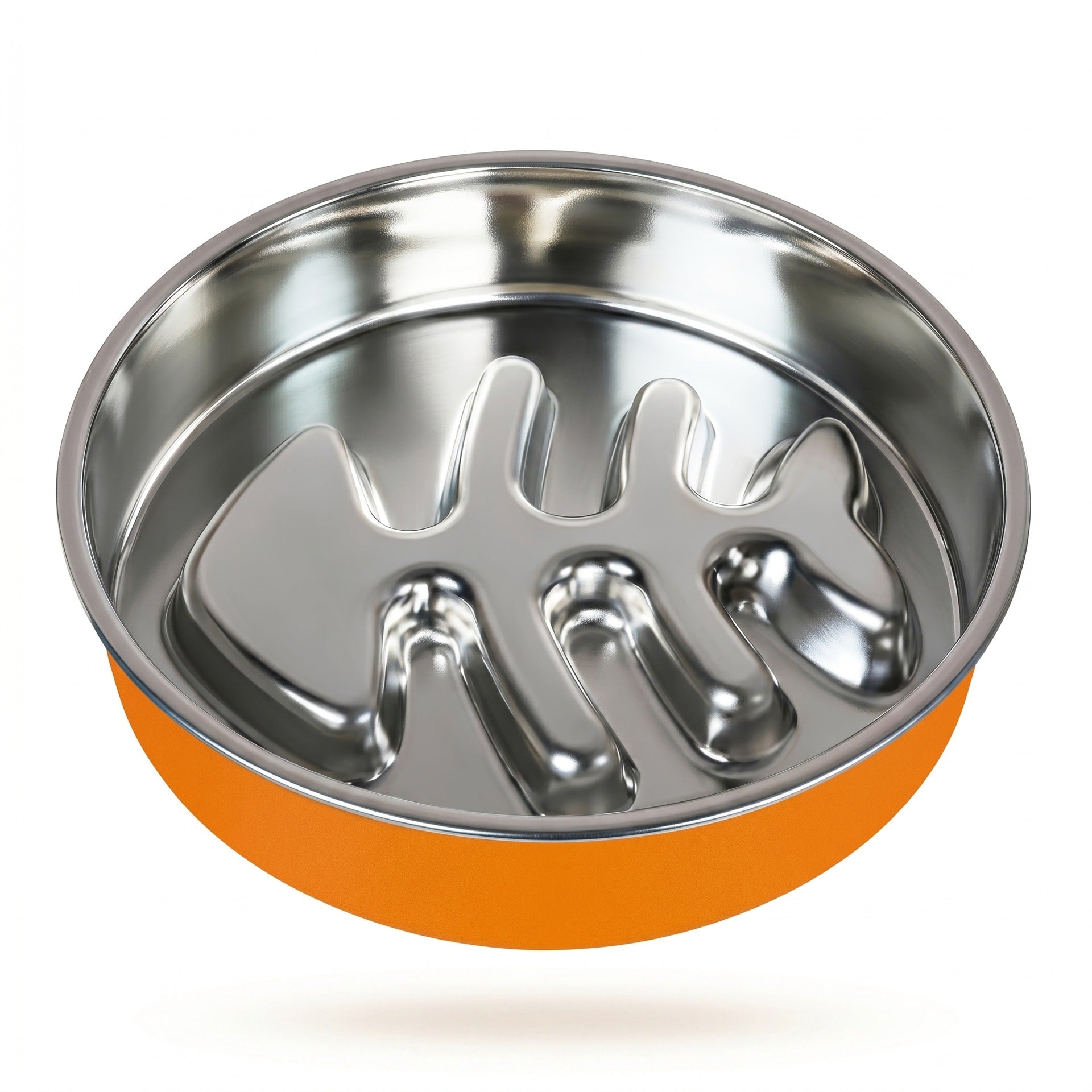 Stainless Steel Anti-Choke Slow Feeder Bowl for Dogs Cats in orange