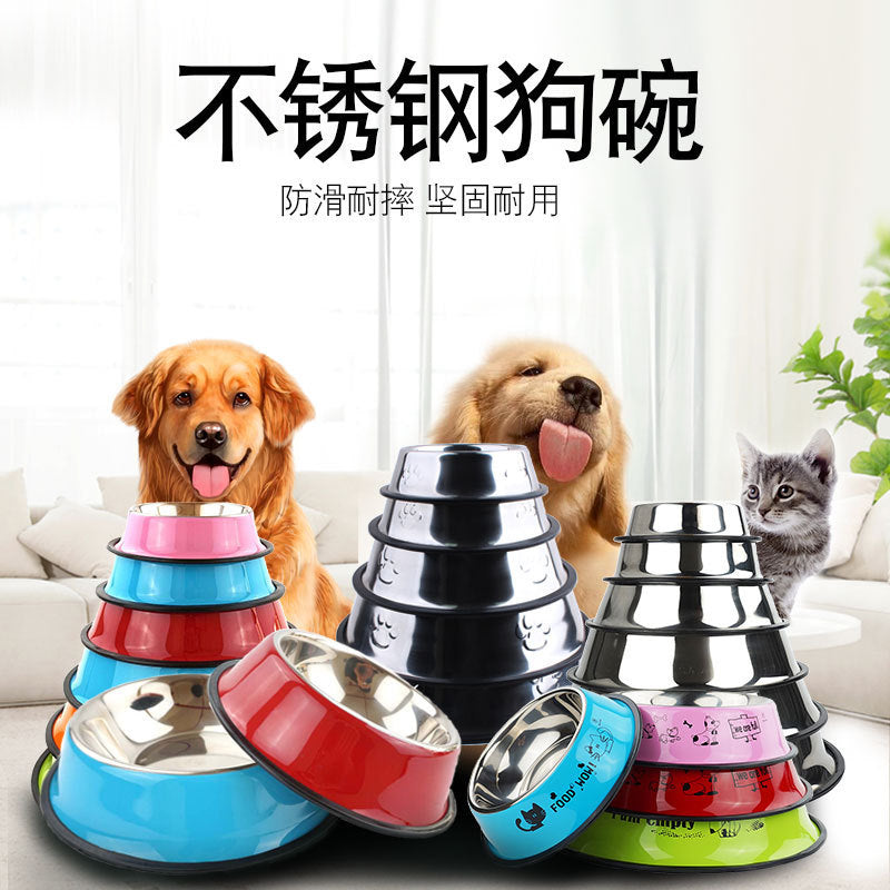 Large Non-Slip Stainless Steel Pet Bowl for Dogs and Cats