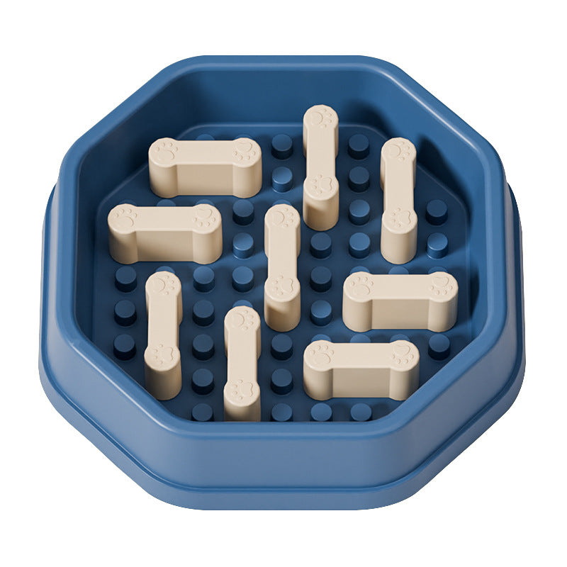 Adjustable Slow Feeder Anti-Choke Pet Bowl for Dogs Cats in blue