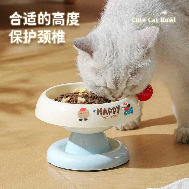 Elevated Slanted Cat and Dog Bowl Neck Support Feeding Dish