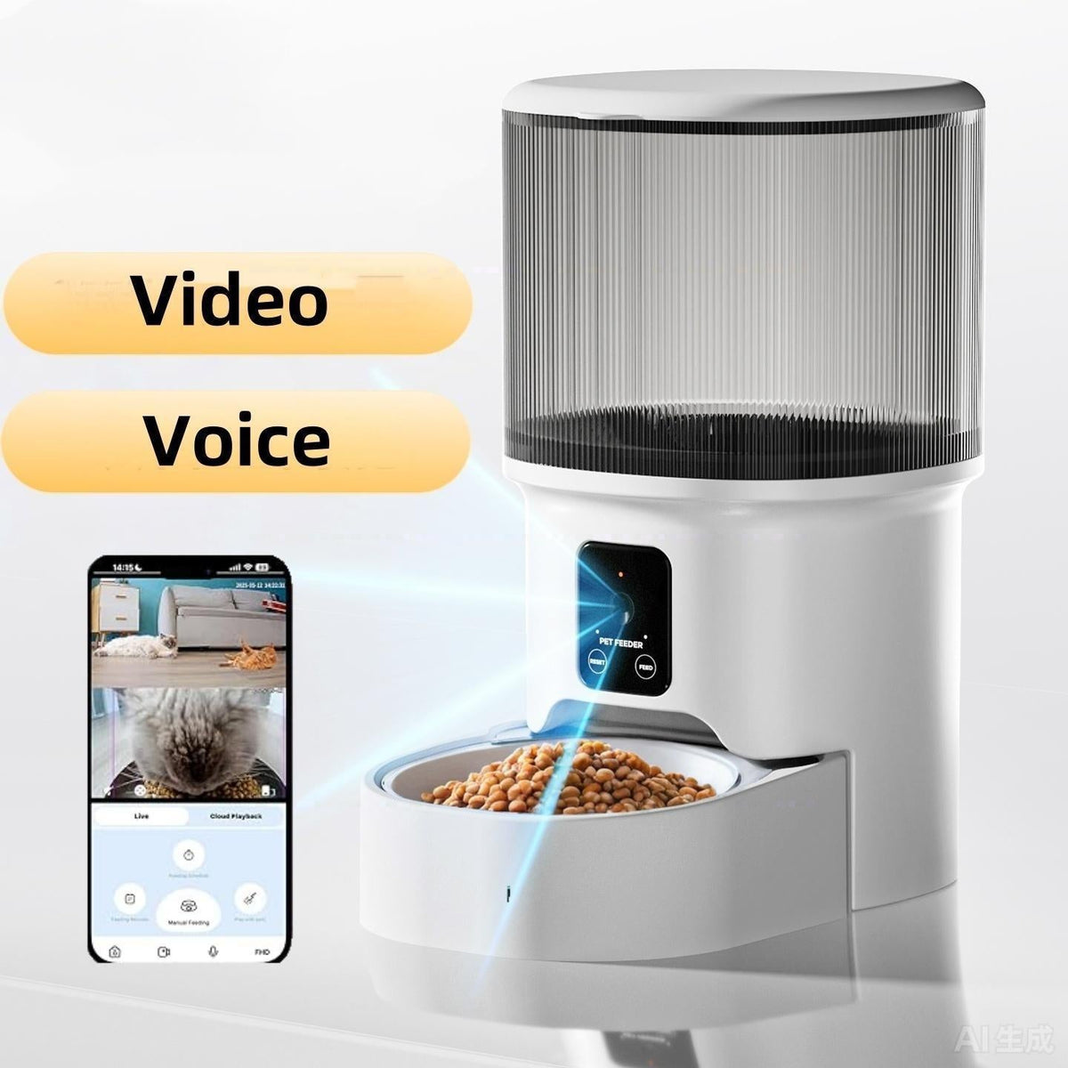 Smart Remote Video Pet Feeder with Timed and Voice Control