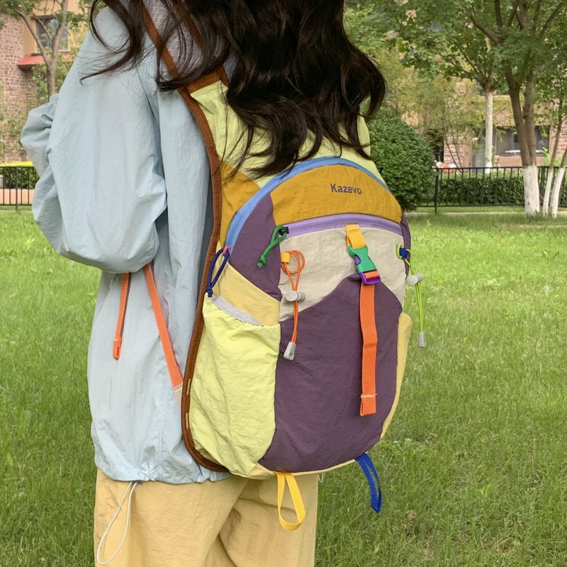INS Style Niche Design Backpack Unisex Travel School Outdoor Use in White And Purple