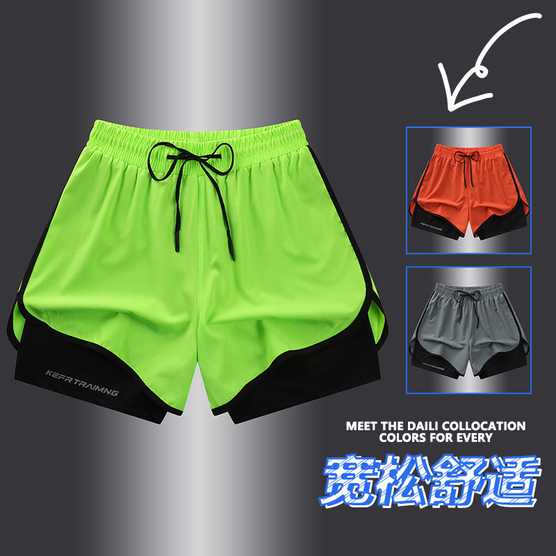 Men's Faux Two-Piece Sports Shorts – Lightweight Active Fit