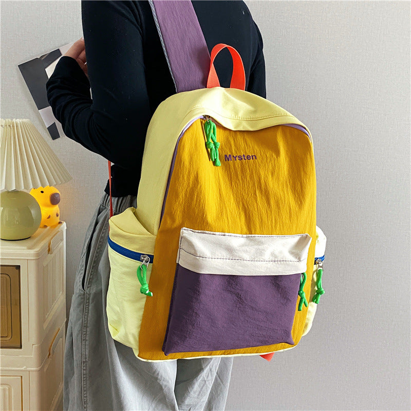 Contrast Color Stitching Backpack for Students and Travel
