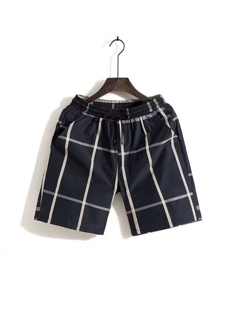 Men's Ice Silk Quick-Dry Plaid Shorts – Breathable Casual Wear