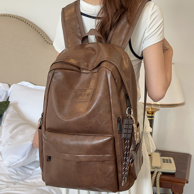 High-End PU Leather Large Capacity Casual Backpack for Women