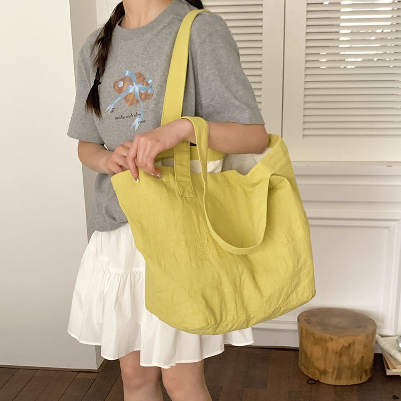 Korean INS Embroidered Tote Large Capacity Nylon Bag