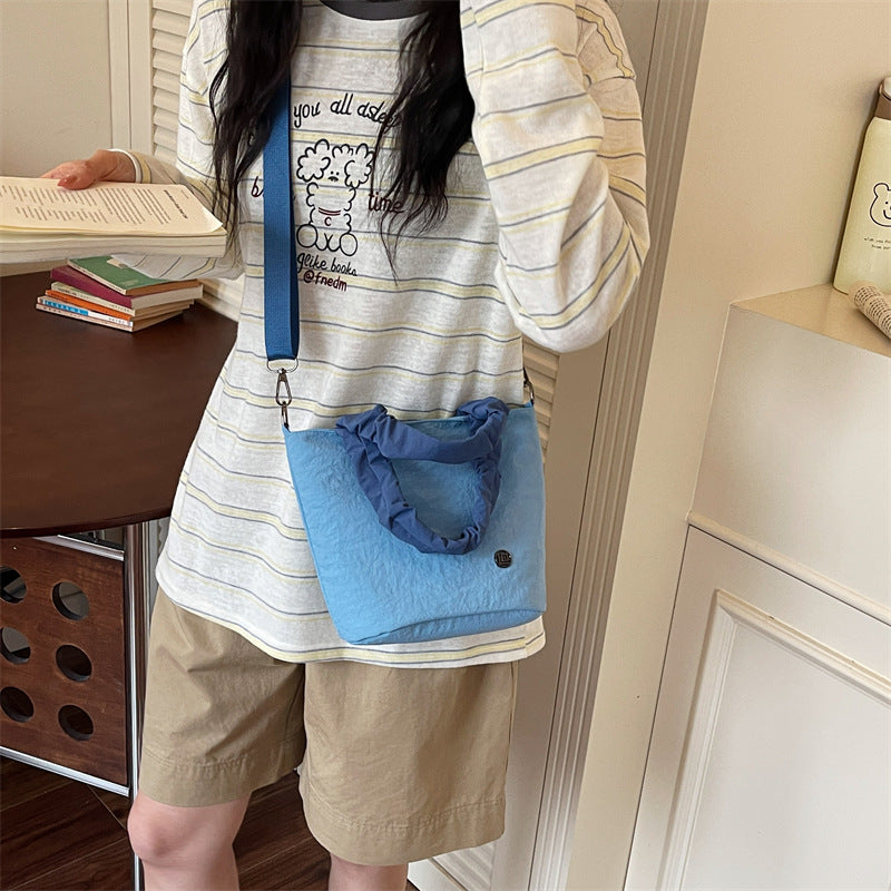Solid Color Korean Style Bucket Crossbody Bag for Women