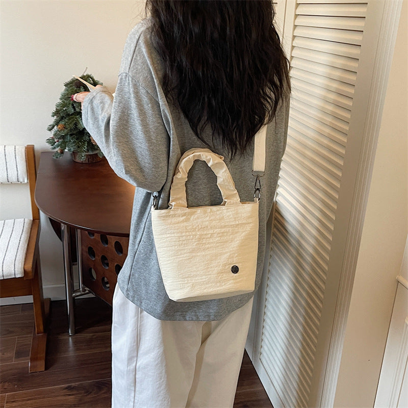 Solid Color Korean Style Bucket Crossbody Bag for Women
