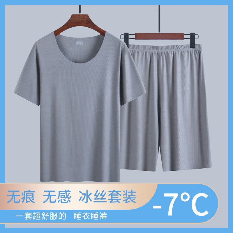Men's Ice Silk Modal Pajama Set – Breathable Homewear Shorts