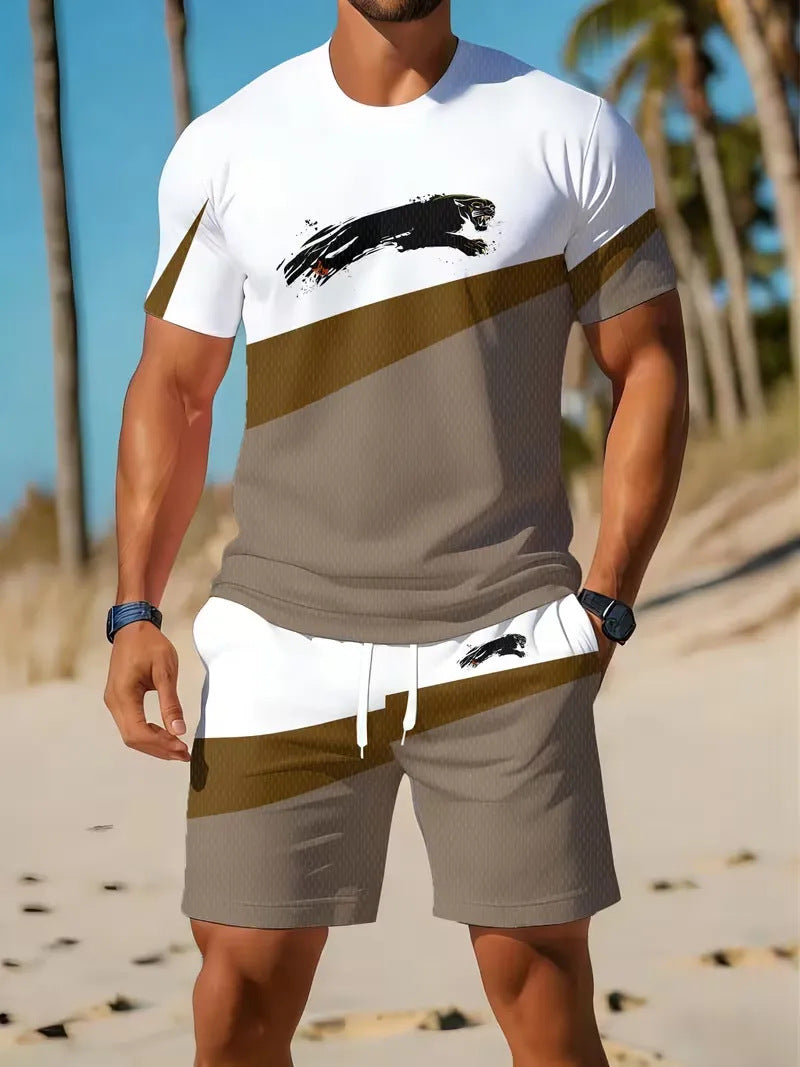 Men's Breathable Sports Set – Round Neck T-Shirt & Shorts