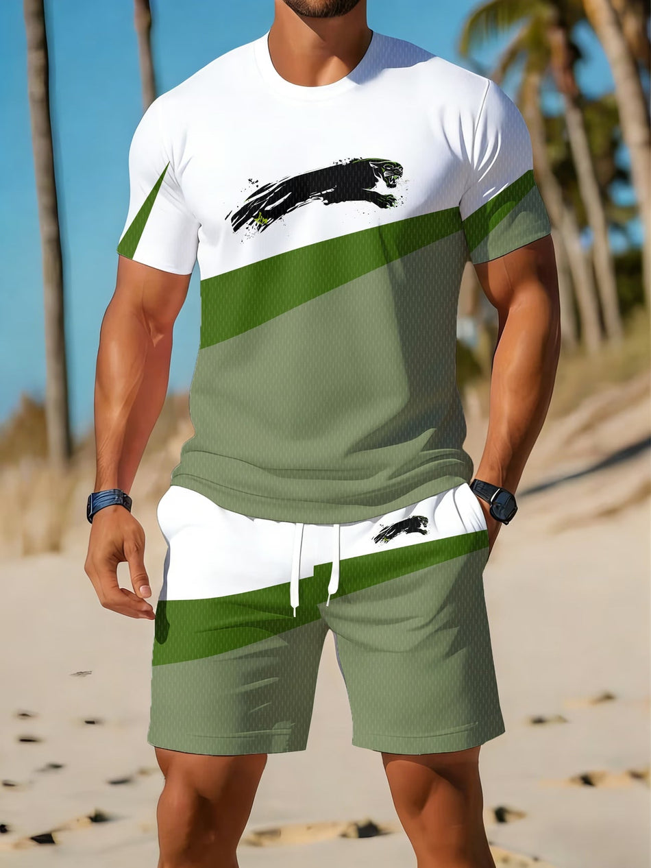 Men's Breathable Sports Set – Round Neck T-Shirt & Shorts