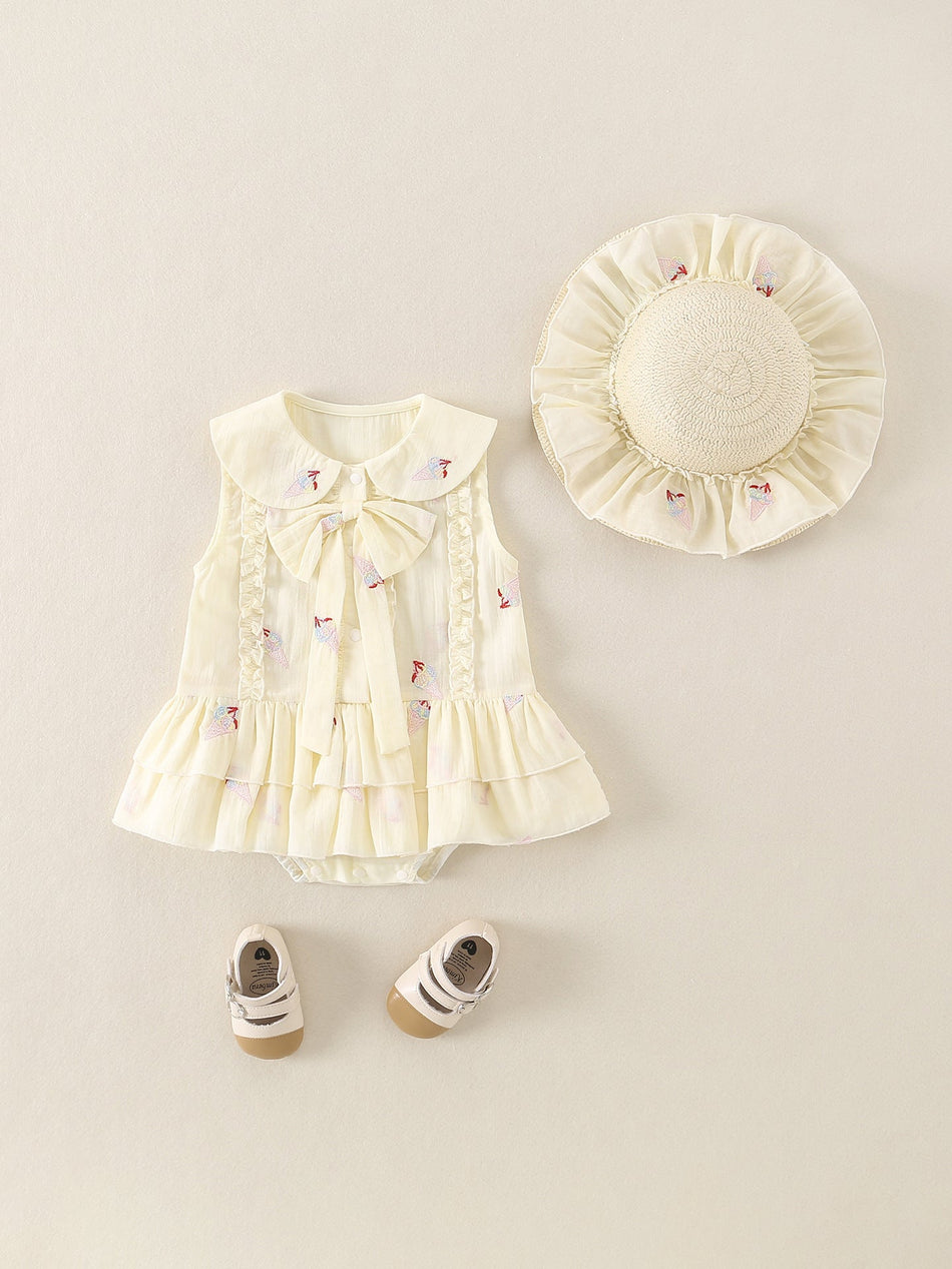 Baby Girl Princess Embroidered Romper Dress Summer Outfit