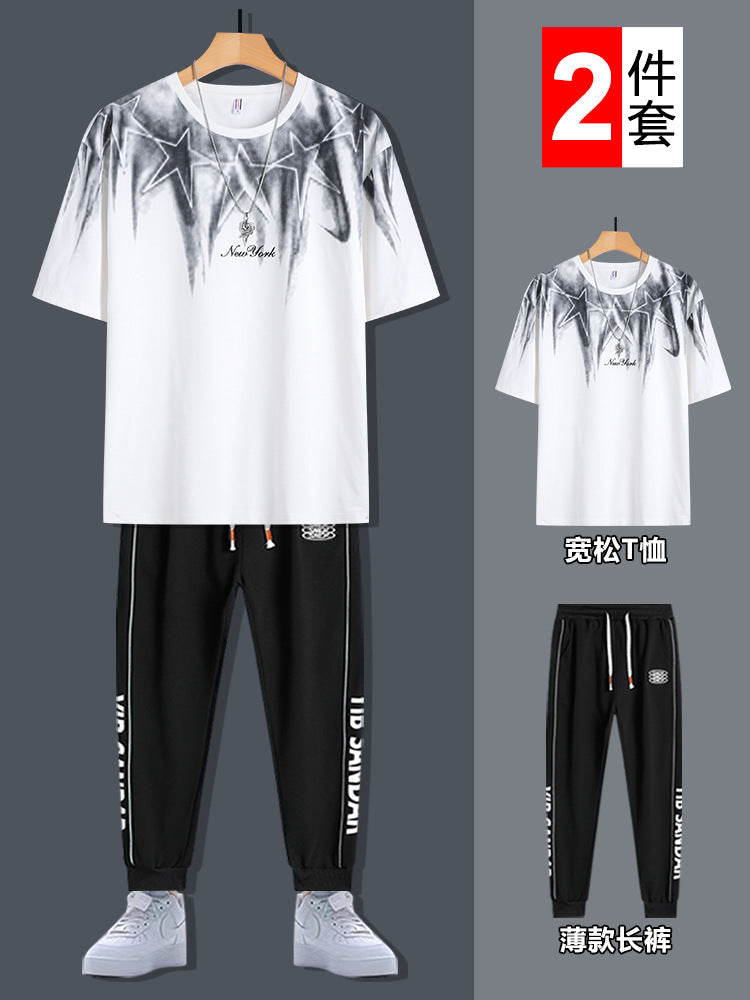 Men's Casual Sports Set – Loose Fit T-Shirt & Pants
