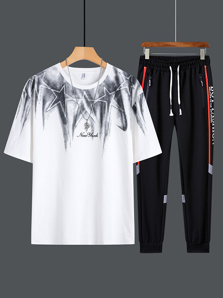 Men's Casual Sports Set – Loose Fit T-Shirt & Pants