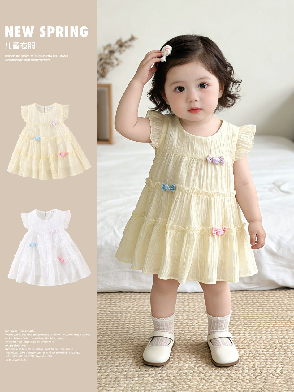 Girls’ Summer Ruffle Cake Dress Princess Toddler Dress