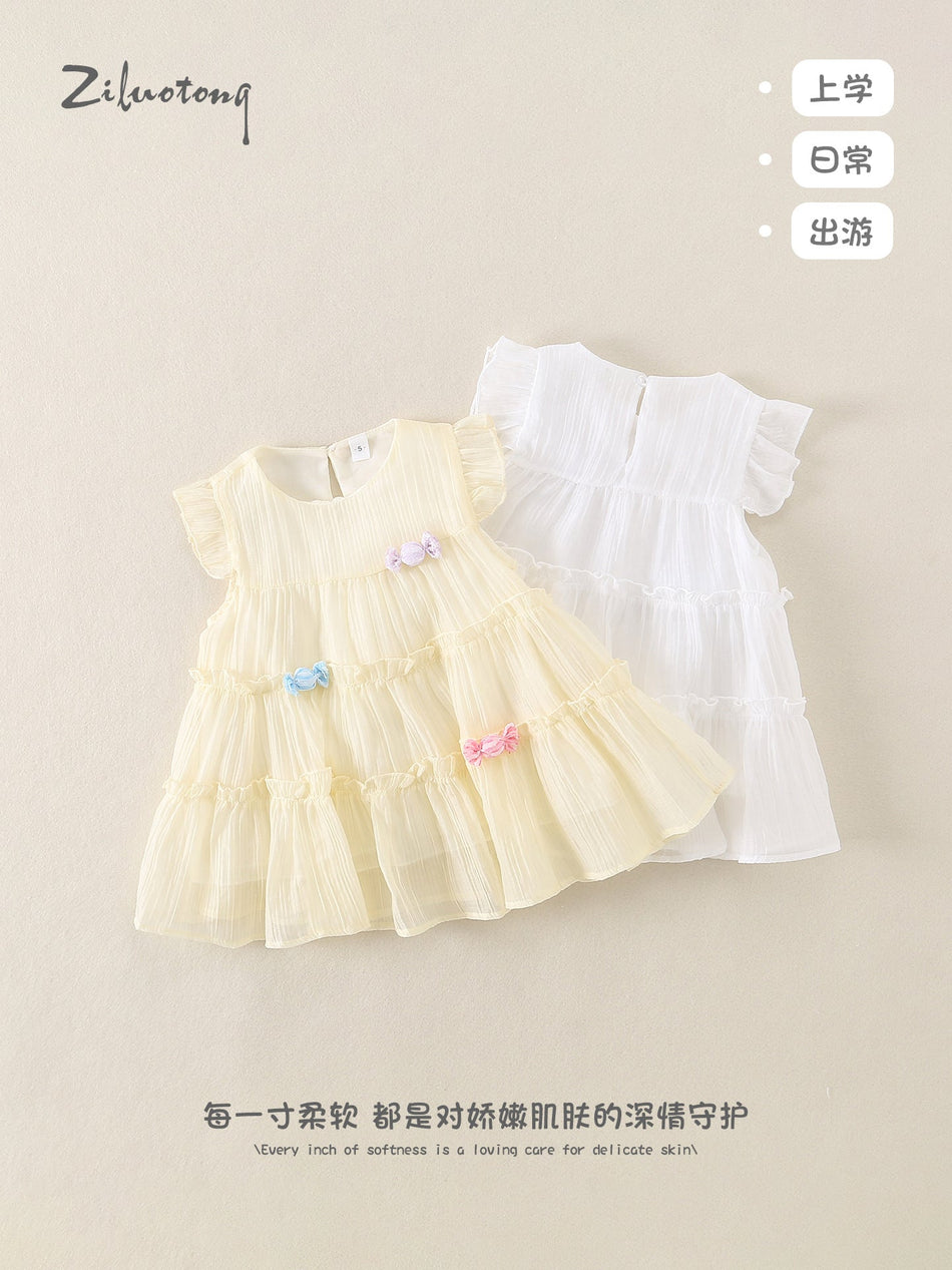 Girls’ Summer Ruffle Cake Dress Princess Toddler Dress