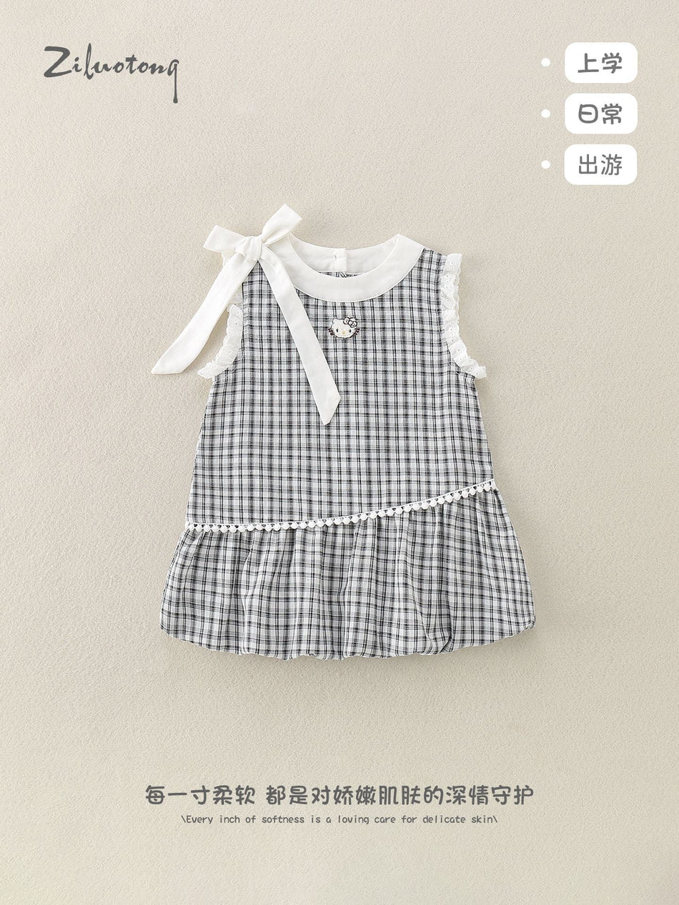 Korean Style Plaid Sleeveless Vest Dress for Girls