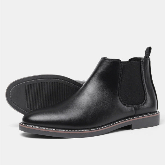 Men's British Retro Chelsea Ankle Boots Polished Leather