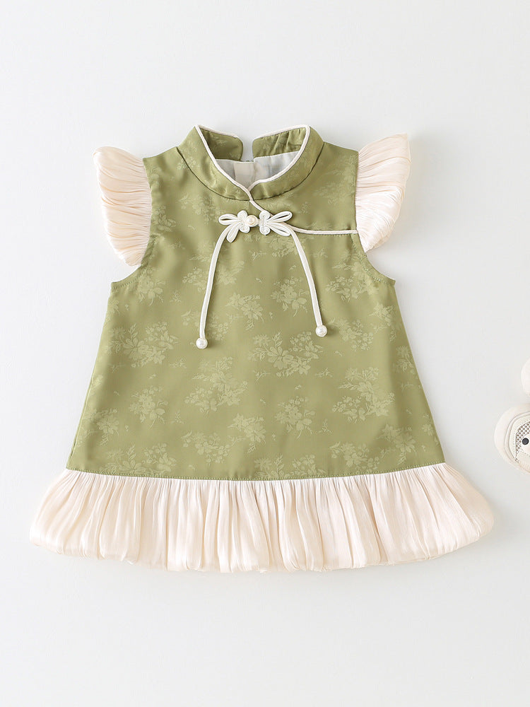 Pure Cotton Retro Chinese Style Baby Climbing Bodysuit for