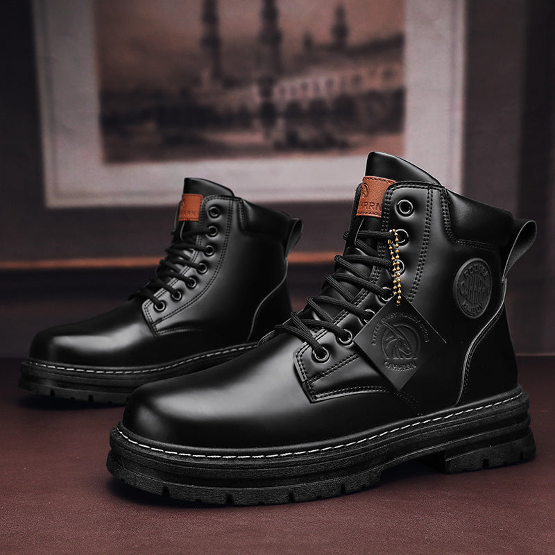 Men's Yellow Martin Boots Thick Sole British Work Boots High Top