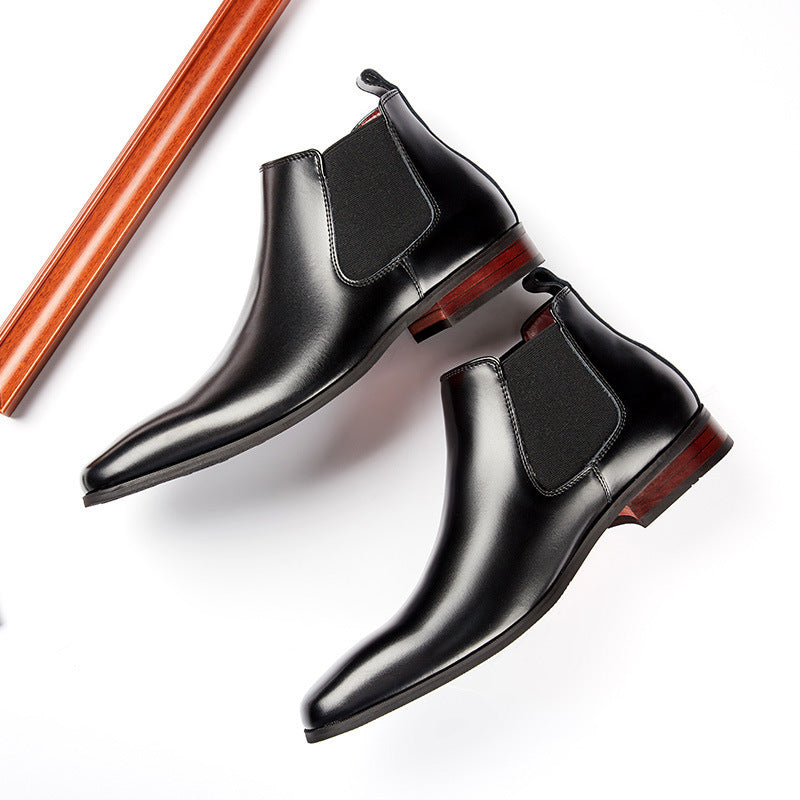 Men's British Chelsea Boots Genuine Leather Square Toe Formal