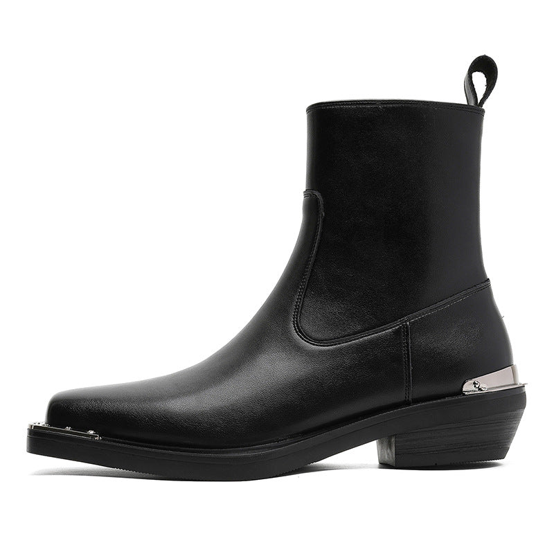Men's Chelsea Boots Square Toe Iron Toe Zipper Casual Boots