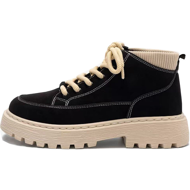 Men's High Top Casual Sneakers Thick Sole Height Increasing Boots in Black